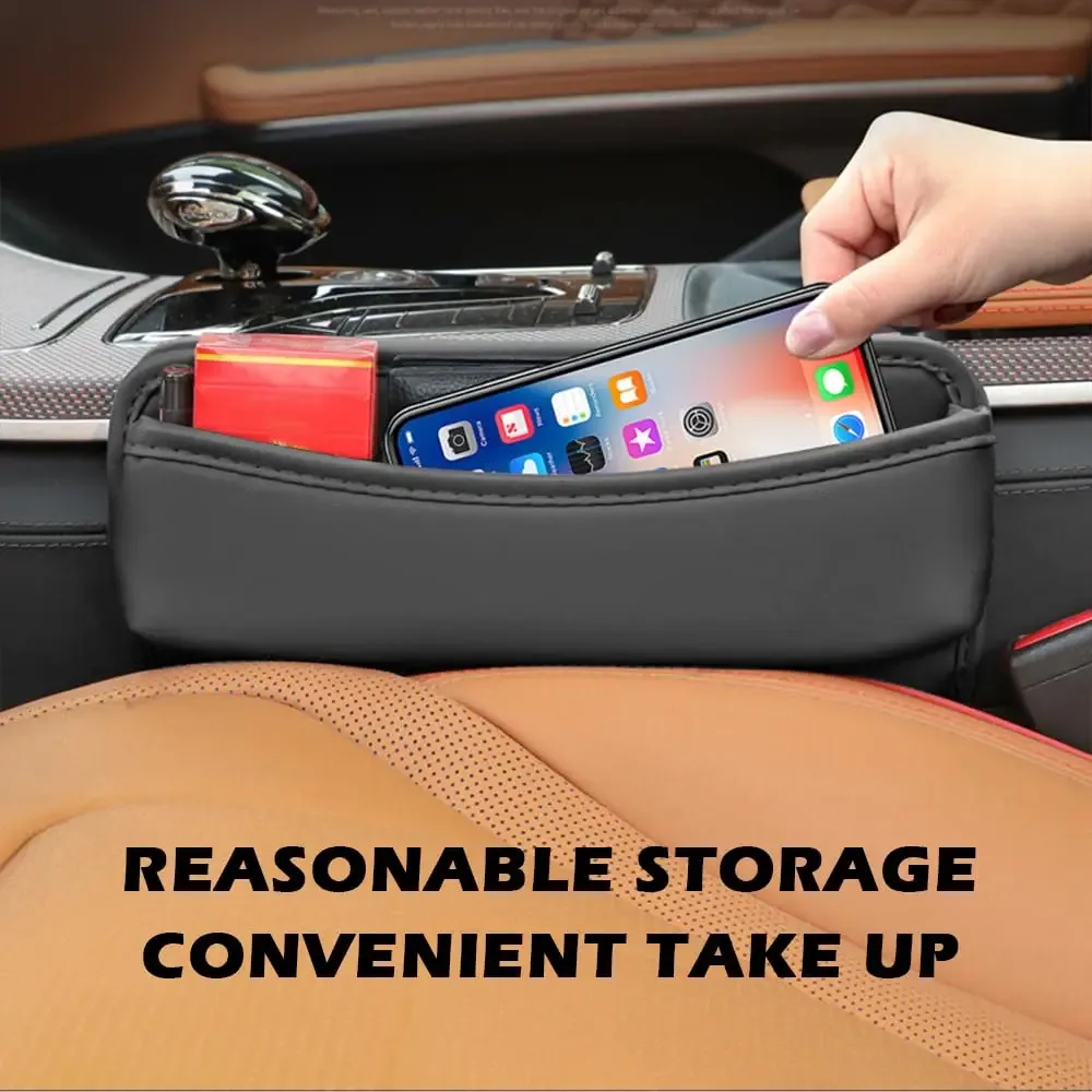 Schwarzer PU-Leder Sitzspalt-Organizer im Auto – Bild 2